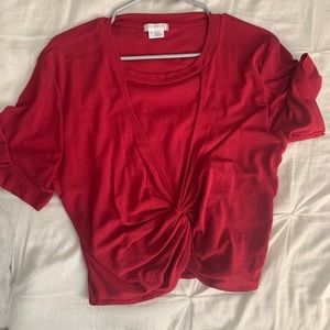 Red front cross shirt